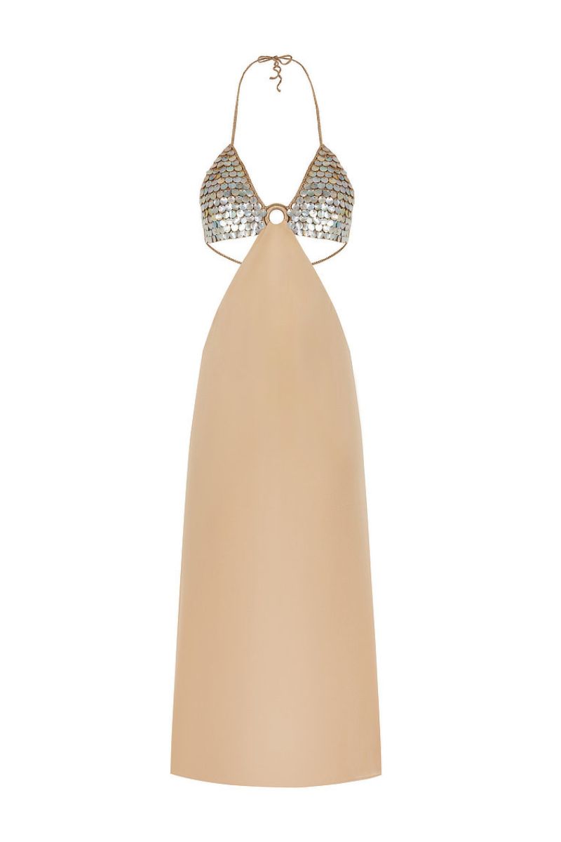 HAND-CROCHET MOTHER OF PEARL SILK DRESS - CULT MIA