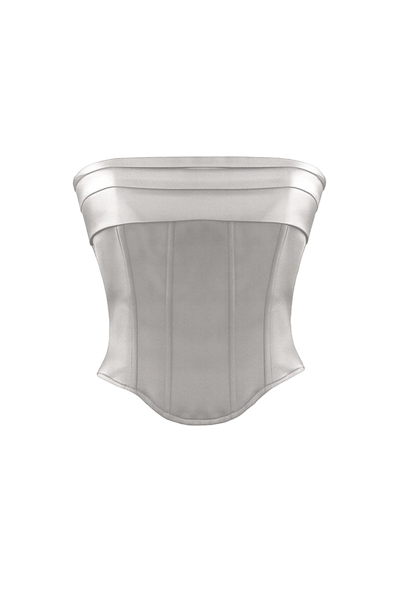 BRIDGET SATIN CORSET IN SILVER LINING | CULT MIA | Nazlı Ceren