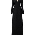 Lune De Soie high neck fishnet shoulder gown featuring a sleek design with a fitted silhouette and intricate fishnet detailing.