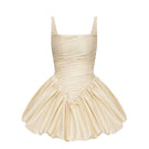 Beige Viki Dress by Balykina, stylish mini dress with elegant design, perfect for casual or semi-formal occasions.