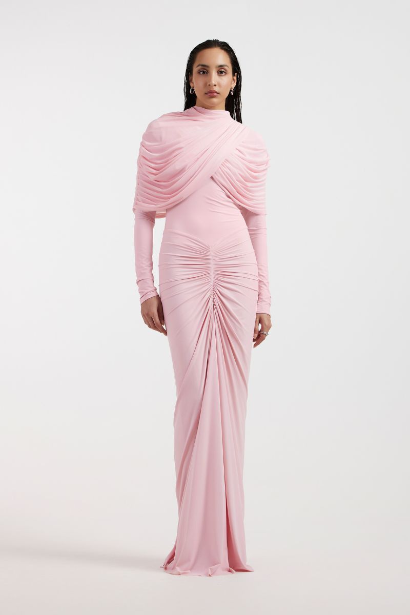 NOA DRAPED PINK GOWN - CULT MIA