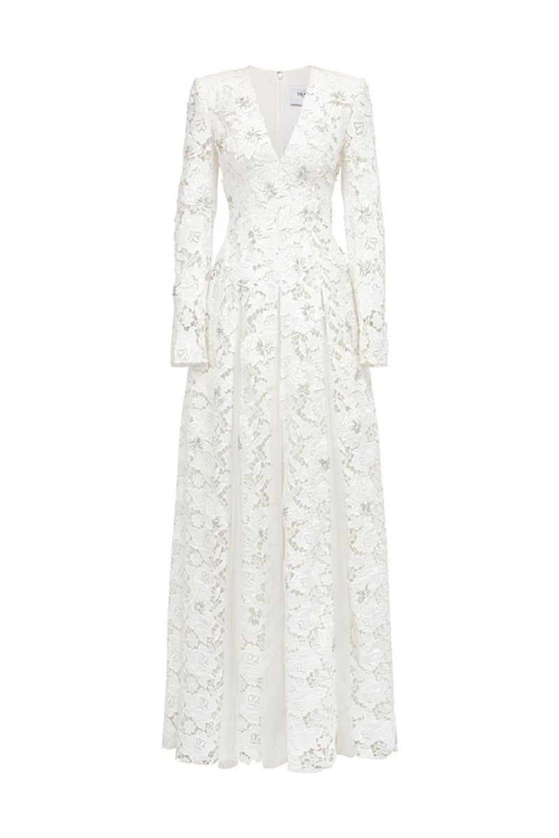 FLORAL LONGE SLEEVE LACE GOWN | CULT MIA