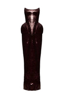 Elegant burgundy MUNA gown by BALYKINA featuring flowing fabric and a stylish design, perfect for formal occasions.