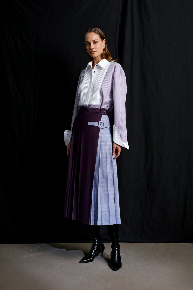 Purple striped Heritage shirt by Acaria Studio, non-iron men's shirt with a classic fit and button-down collar.
