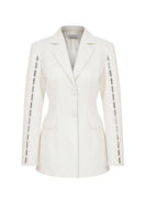 Nazlı Ceren Marylebone Crepe Blazer in Vanilla Ice, stylish tailored jacket with a sleek fit and elegant design.