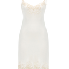 Bocan Couture Jewel short rayon nightgown with gold lace trim, featuring a relaxed fit and elegant design.