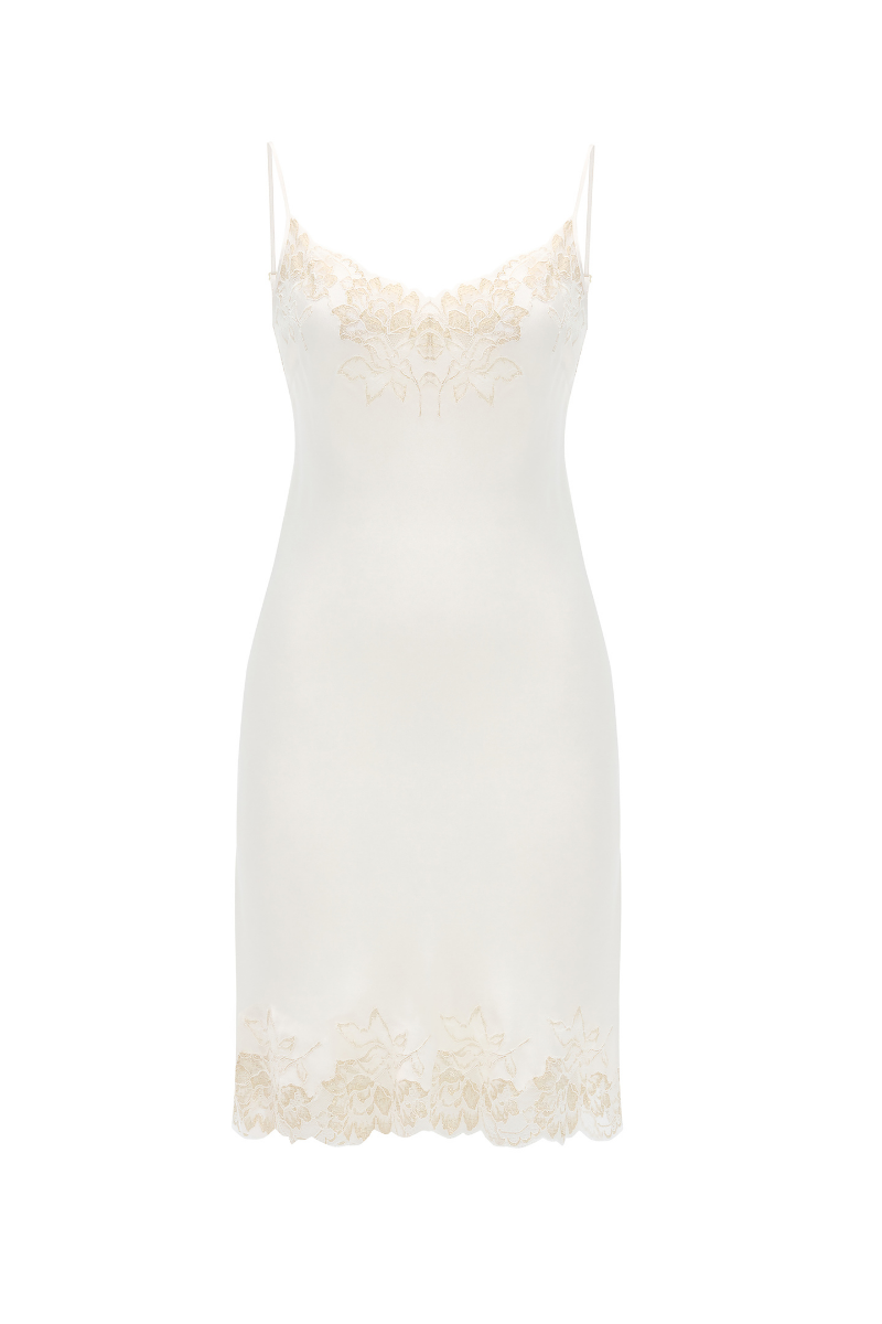 JEWEL SHORT RAYON NIGHTGOWN WITH GOLD LACE