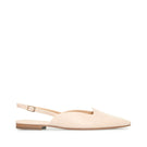 Vikele Studio blush nude slingback flats sandals with open heel and ankle strap on a neutral background.
