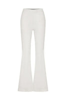 Nazlı Ceren Marylebone crepe flared trousers in vanilla ice, showing the stylish high-waisted pants with a flared leg silhouette.