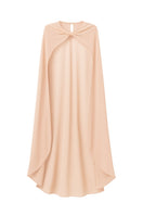 Nazlı Ceren cloud pink chiffon cape jacket with flowing fabric and elegant design, perfect for stylish layering.