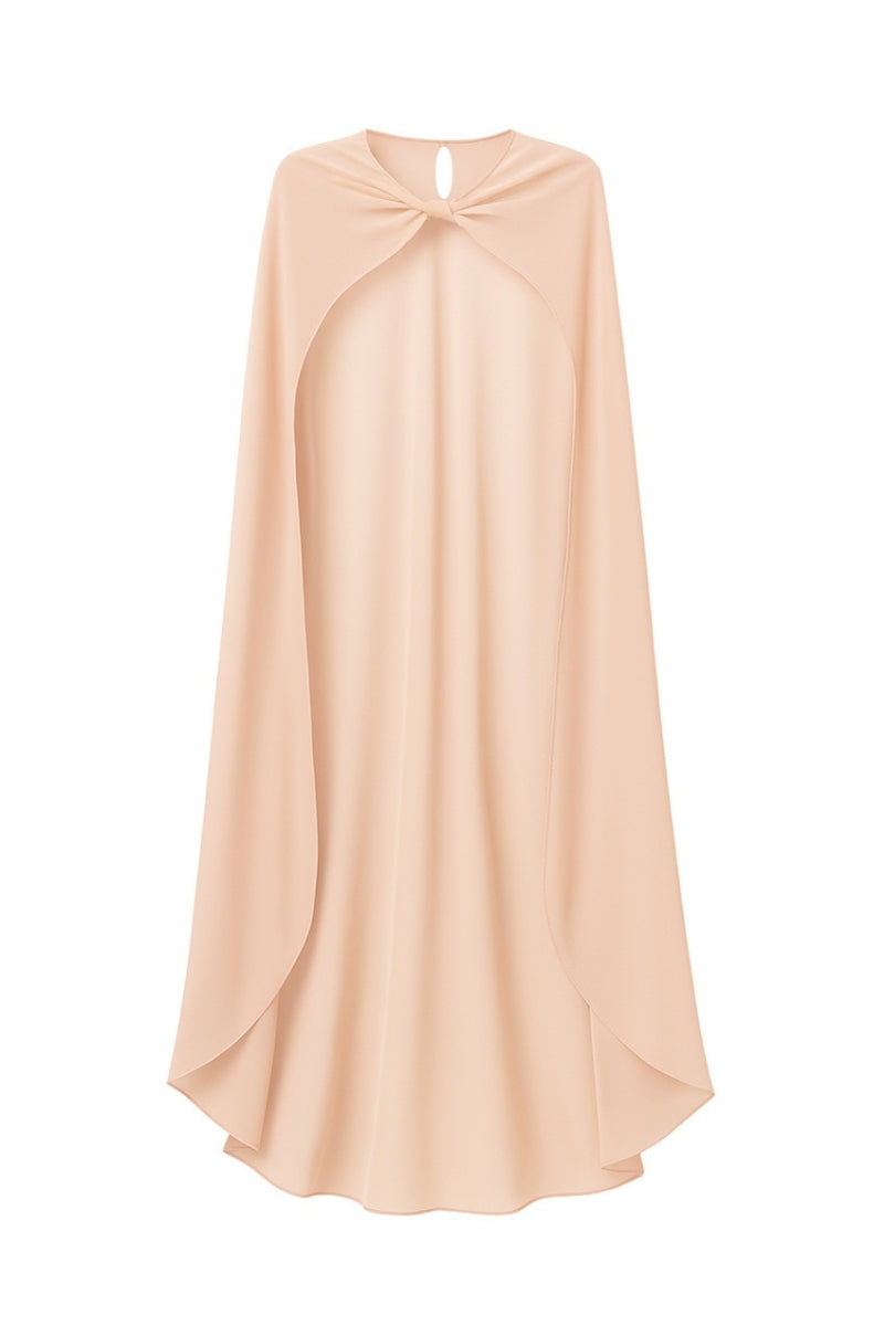 Nazlı Ceren cloud pink chiffon cape jacket with flowing fabric and elegant design, perfect for stylish layering.