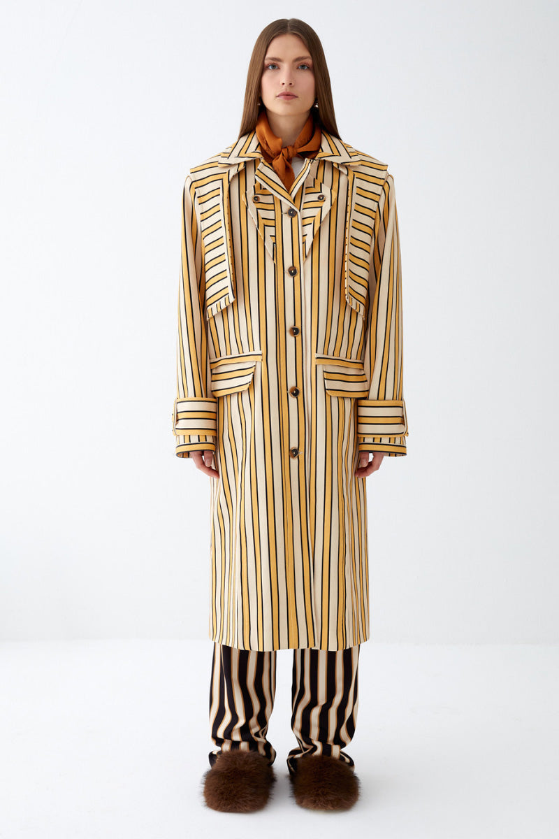 TRENCH COAT IN BROWN STRIPED