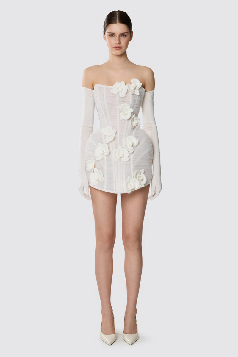embellished structured a-line mini dress in white The Structured A-Line Mini Dress