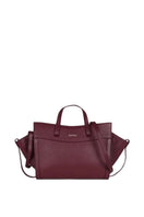 Saonara mini berry leather shoulder bag with sleek design and adjustable strap, perfect for casual or chic outings.