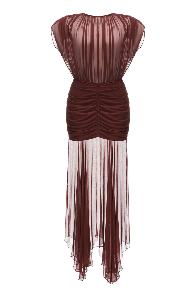 BORDO CHIFFON MAXI DRESS - CULT MIA