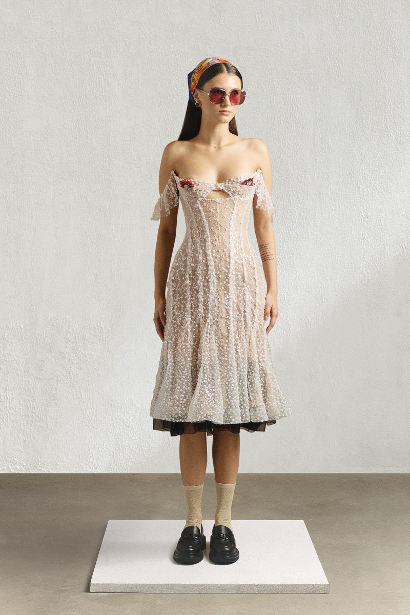 TONiA BEADED CORSET DRESS IN MILK | Cult Mia TONiA BEADED CORSET DRESS IN MILK | Cult Mia