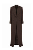 Lili Blanc oversized coat in neutral fabric, shown on a model with wide lapels and relaxed fit, perfect for stylish cold-weather wear.