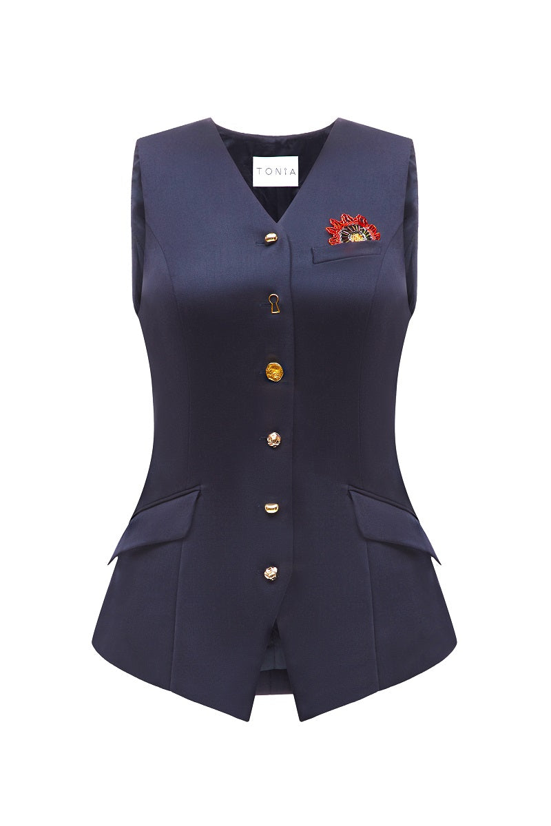 NEW LOOK VEST IN NAVY BLUE - CULT MIA