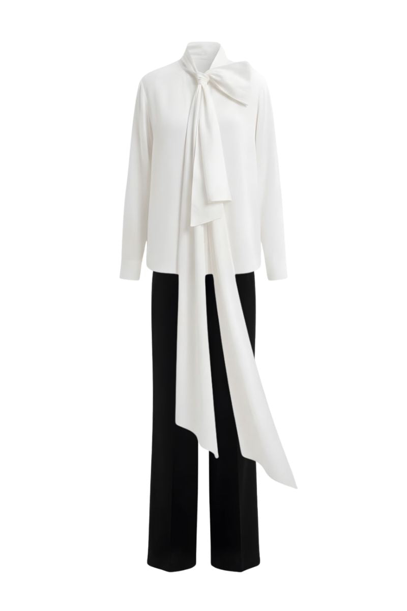 White Plan monochrome elegance co-ords set featuring a stylish matching top and pants in sleek, minimalist design.