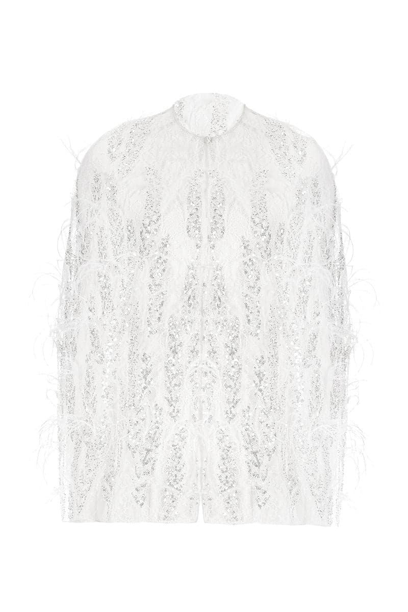 EMBROIDERED FEATHER CAPE - CULT MIA
