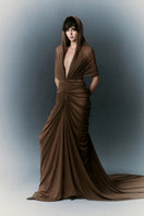 White Plan Margaret gown featuring elegant fabric and a flowing design, perfect for formal occasions.