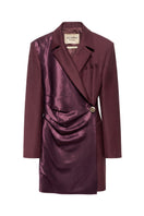 Acaria Studio Berry Blazer Dress in cherry color, a stylish mini dress with blazer details, shown on a model.