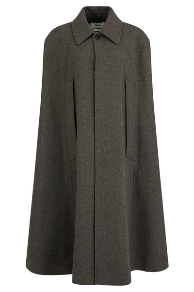 LONG WOOL CAPE COAT IN BROWN | CULT MIA | JINSUN