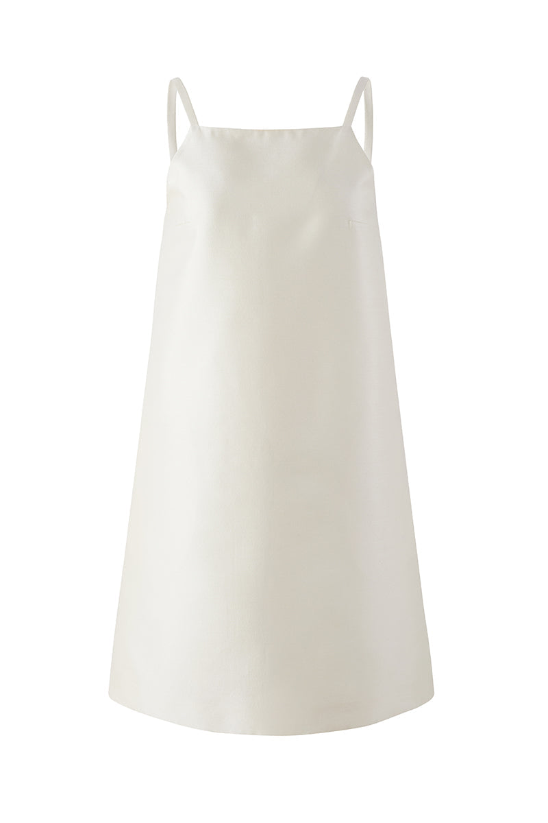 Ivory square neck mini dress by Chictopia, showcasing a stylish sleeveless design and fitted silhouette perfect for summer wear.