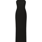 Black Violette long crepe maxi dress by Nazlı Ceren, featuring elegant flowing fabric and a fitted silhouette.
