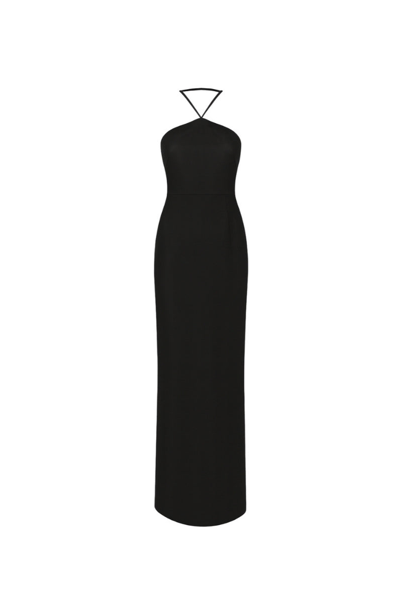 VIOLETTE LONG CREPE DRESS IN BLACK