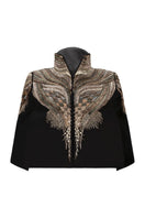 Nadya Shah All About Eve cape jacket featuring a stylish, flowing design with a textured fabric and open front.