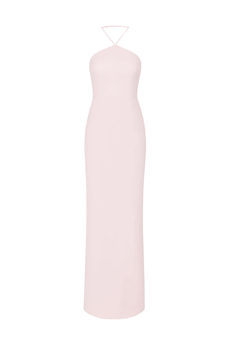 VIOLETTE LONG CREPE DRESS IN POWDER PINK