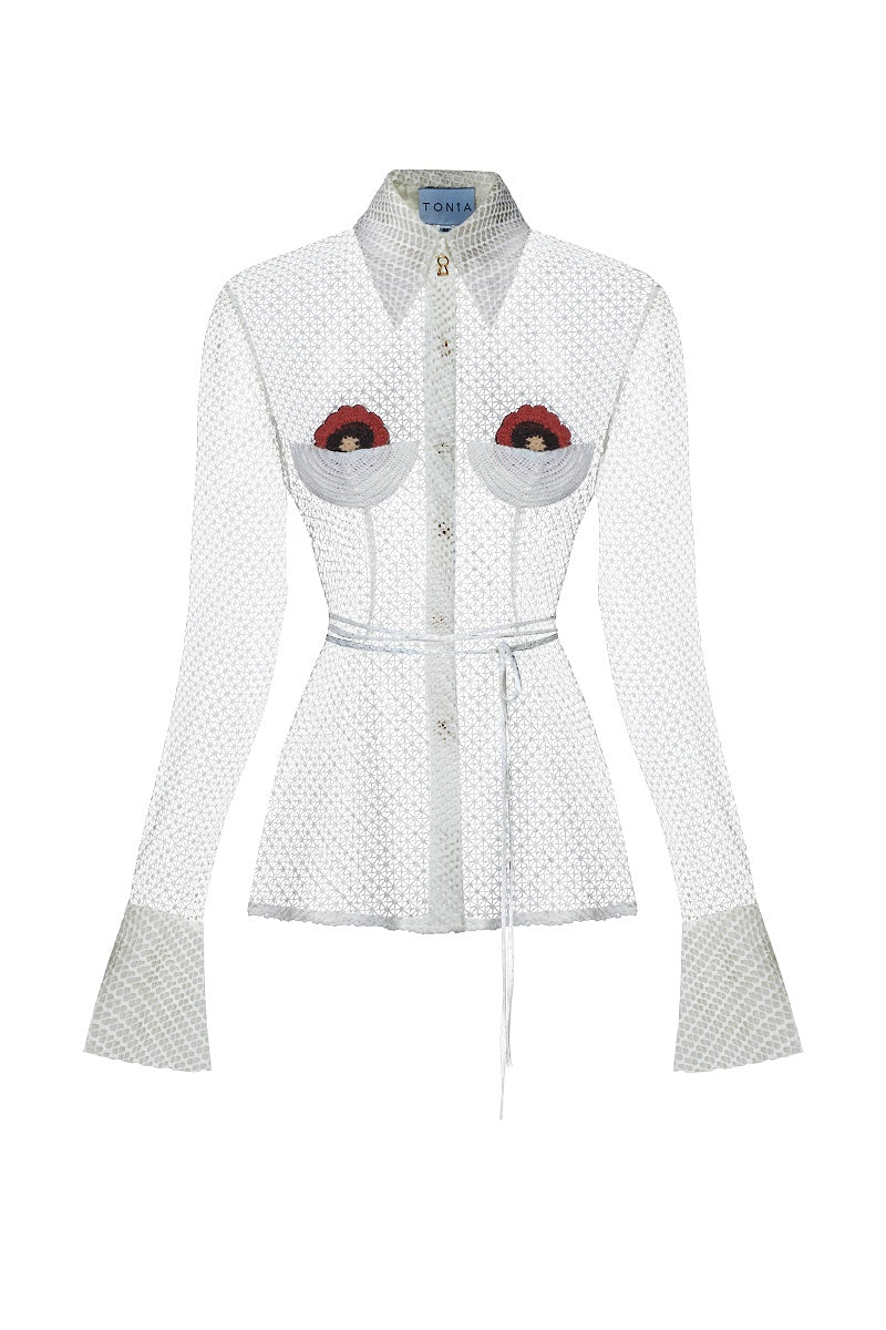 MESH SHIRT IN WHITE - CULT MIA