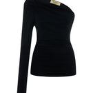 Black UMBRA TOP by Acaria Studio featuring a sleek, modern design and soft fabric, shown on a model.