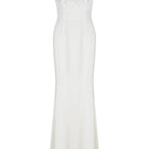 Ivory botanic embellished cupro gown by JINSUN, featuring intricate floral details and flowing fabric.