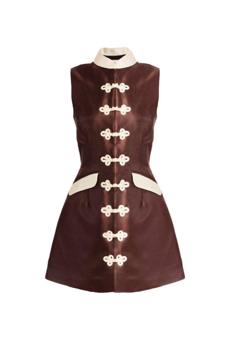 TAMARA MINI DRESS IN BROWN CHESTNUT