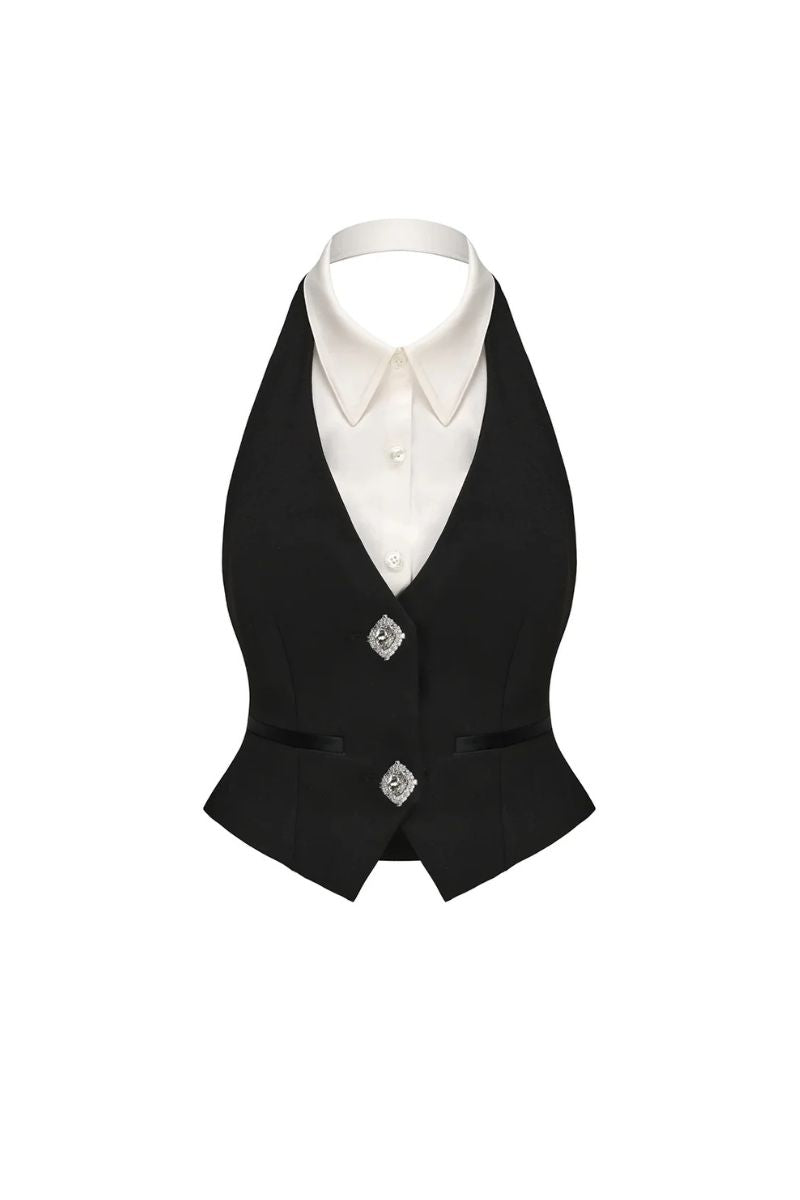 Nana Jacqueline Anya black top, stylish sleeveless blouse with a sleek design, perfect for casual or dressy occasions.