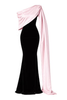 Nur Karaata Amoura gown with elegant flowing fabric and intricate detailing, shown in a full-length view.