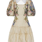 BY HAÓ Florienn mini dress in Jardin print, lightweight floral mini dress with ruffled sleeves and flowy skirt, perfect for summer.