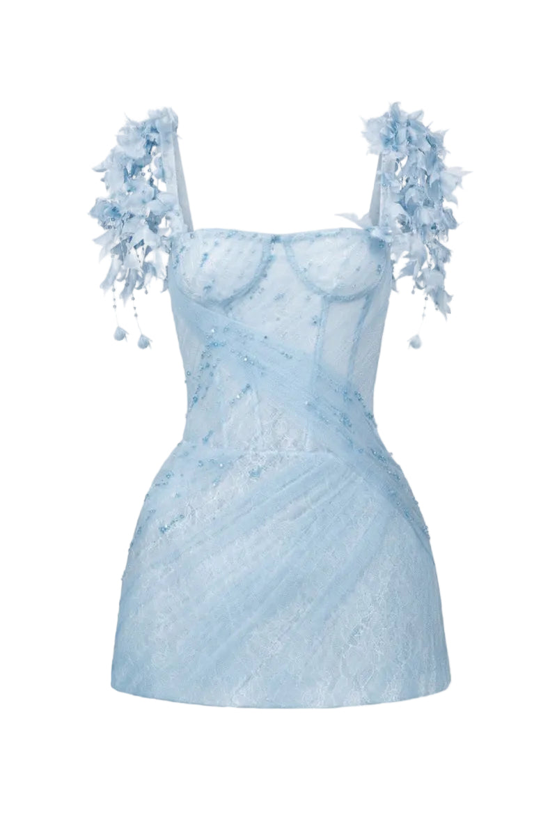 BLUE BEADED LACE DRESS | CULT MIA | Montsand BLUE BEADED LACE DRESS | CULT MIA | Montsand
