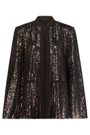 Lili Blanc shimmering brown sequin cape blazer, stylish women's blazer with glittering sequins and tailored fit.
