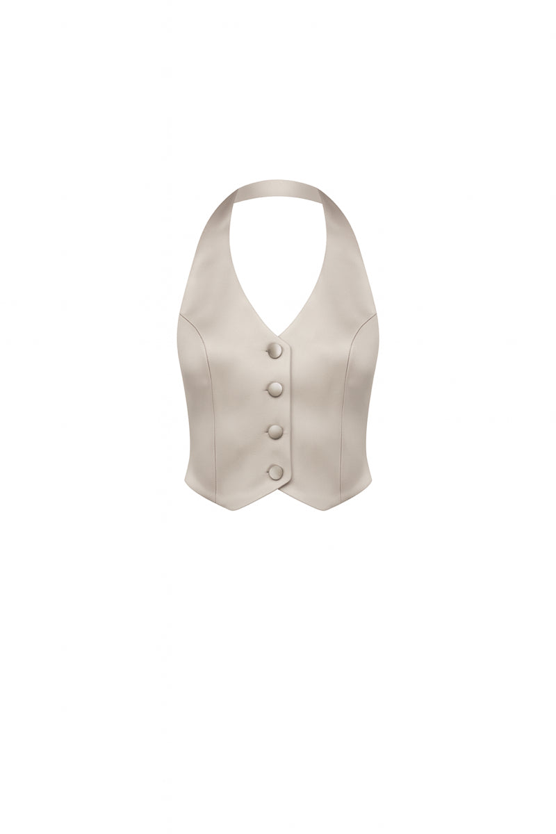 MIRELLE SATIN VEST IN SMOKE GREY - CULT MIA
