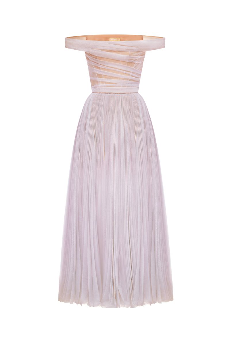 VIOLET OFF-SHOULDER MIDI DRESS - CULT MIA