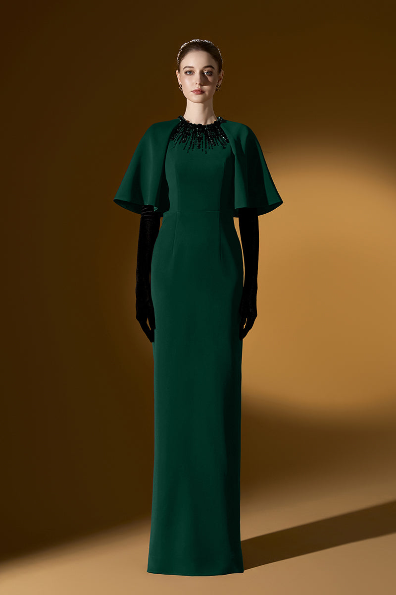 فستان ماكسي من الكريب باللون الأخضر