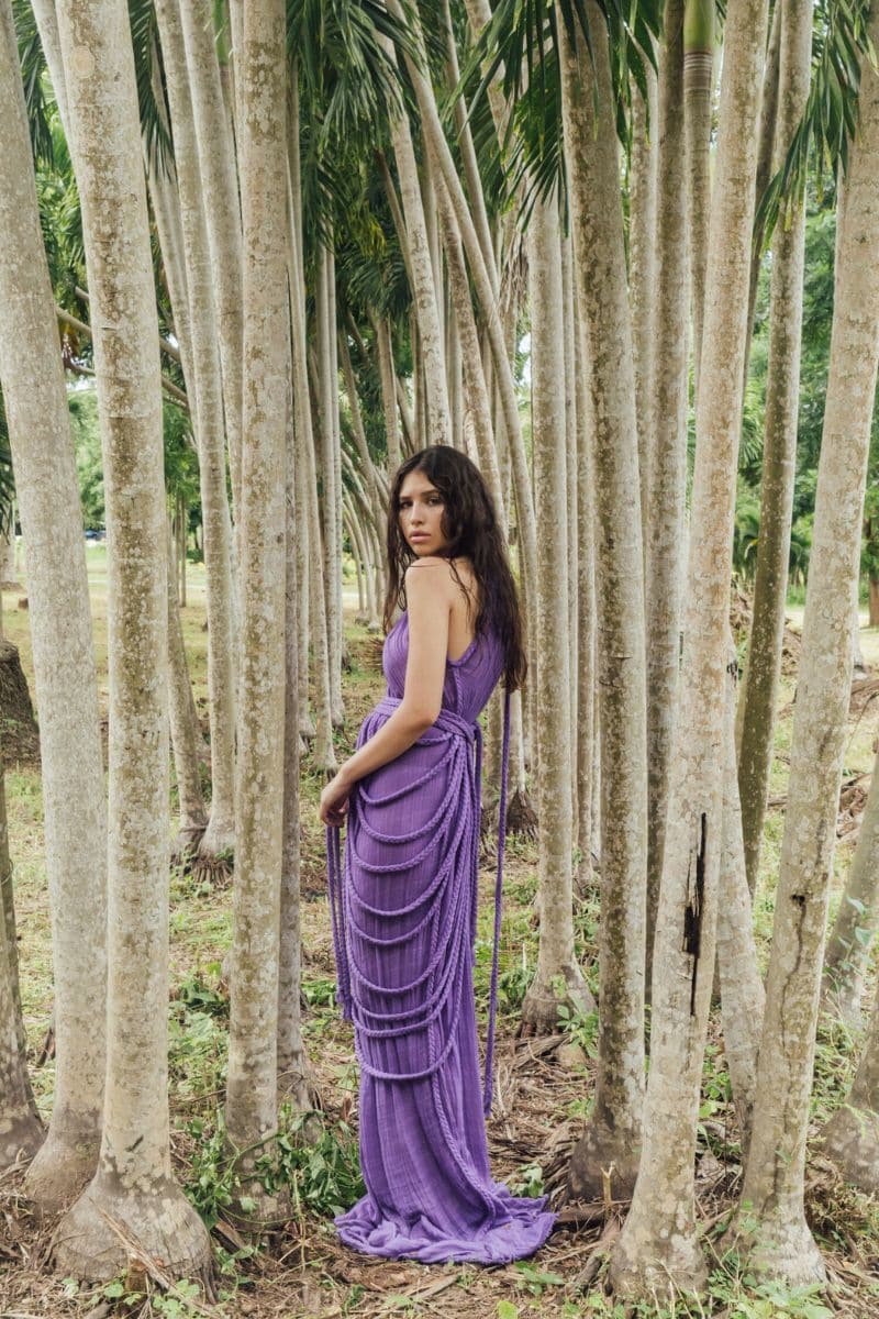 Kasia Kulenty Vera maxi gown in Violeta with flowing fabric and elegant design, perfect for formal occasions.
