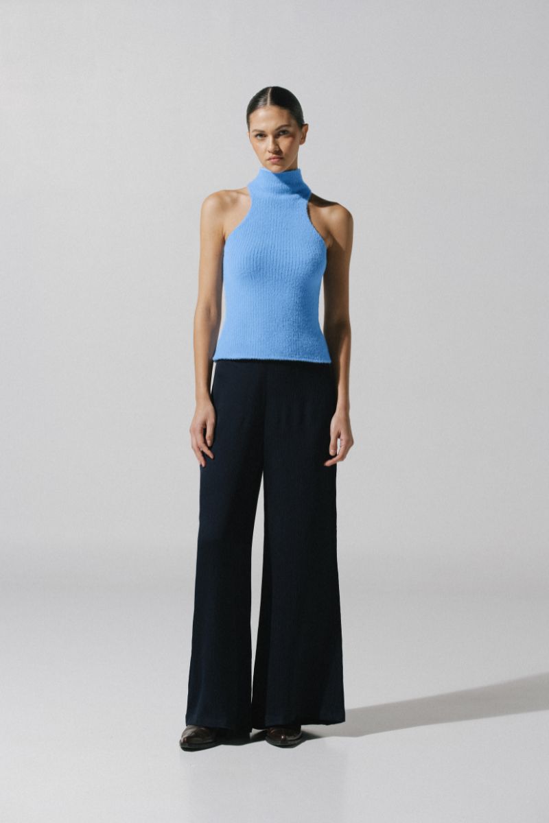 Baobab Lotus Top in Night Blue, a stylish women's sleeveless sleeveless top with a relaxed fit and soft fabric.