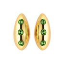 Liya Ocean Eye Green Earrings featuring vibrant green gemstone dangle earrings with gold hooks.