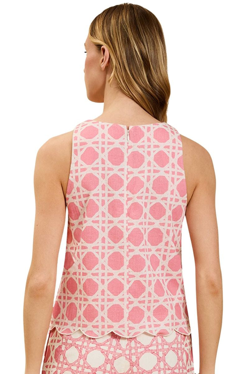 Mestiza New York Prism Scallop Tank Top in Lattice Blush, featuring a scalloped neckline and soft blush fabric.