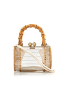 Waiwai Rio Alix Bambu Bag in Crystal, a clear top handle bag with bamboo accents, showcasing its transparent design and elegant craftsmanship.