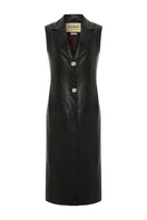 Brown Mercury leather vest by Acaria Studio, featuring a tailored fit and detailed stitching on smooth leather.